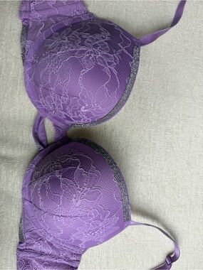 Victoria's Secret Lilac Lace Push-Up Bra with Rhinestone Trim